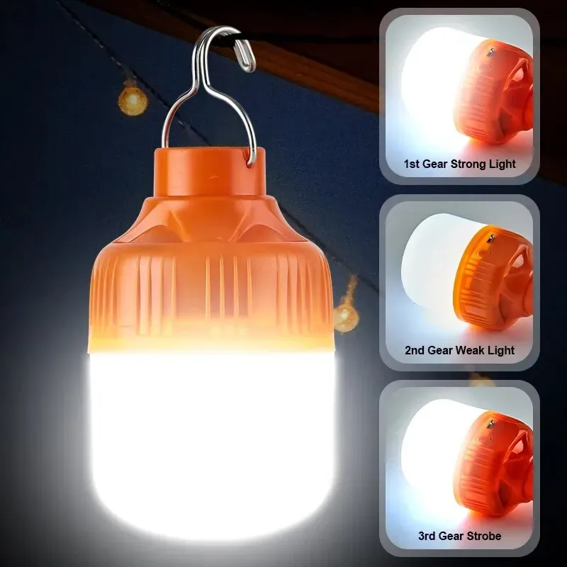Lanterne LED rechargeable USB pour camping et pêche, haute luminosité, lumière d'urgence et veilleuse 6