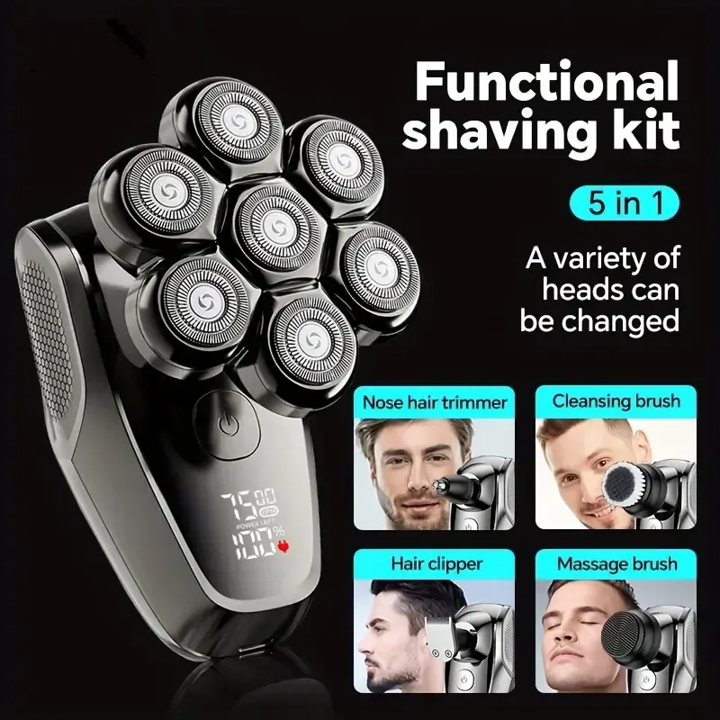 DOCOLAB Rasoir électrique rechargeable sans fil 5 en 1 pour homme, tondeuse et coupe-cheveux 5