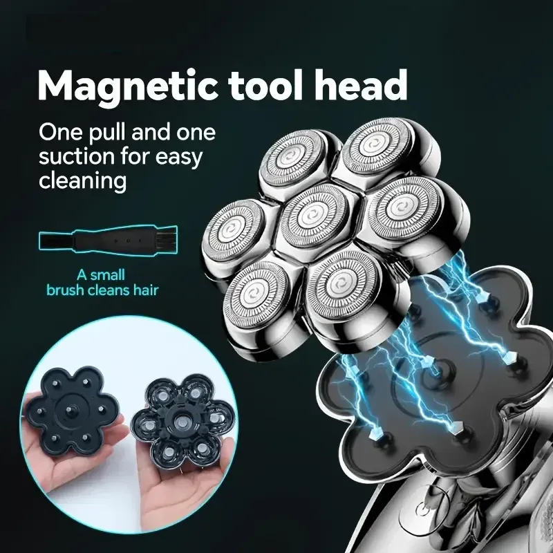 DOCOLAB Rasoir électrique rechargeable sans fil 5 en 1 pour homme, tondeuse et coupe-cheveux 6