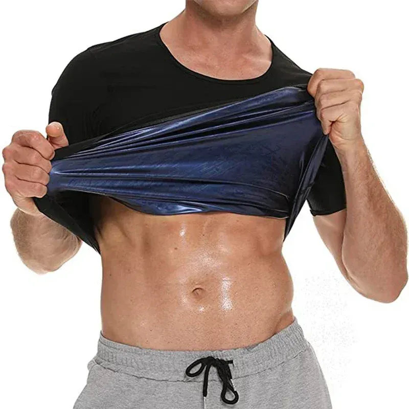 T-shirt sauna homme à effet gainant pour l'entraînement, haut de transpiration minceur avec contrôle du ventre 3