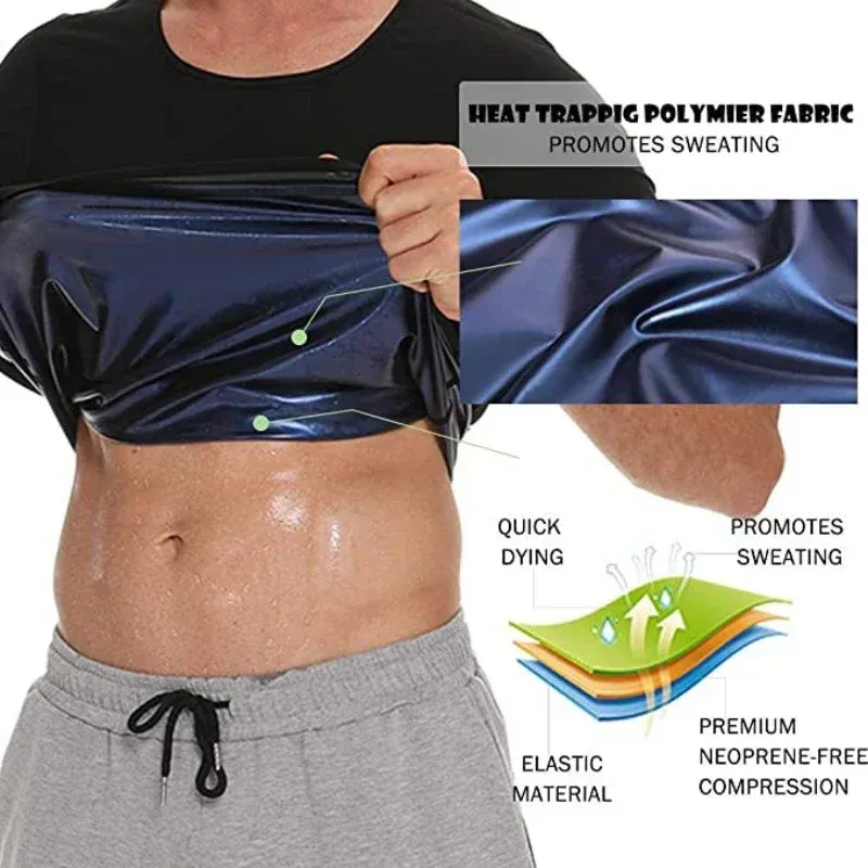 T-shirt sauna homme à effet gainant pour l'entraînement, haut de transpiration minceur avec contrôle du ventre 5
