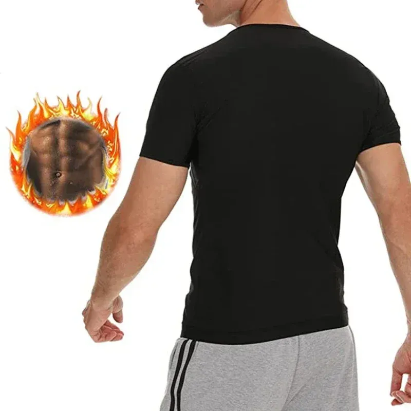 T-shirt sauna homme à effet gainant pour l'entraînement, haut de transpiration minceur avec contrôle du ventre 6