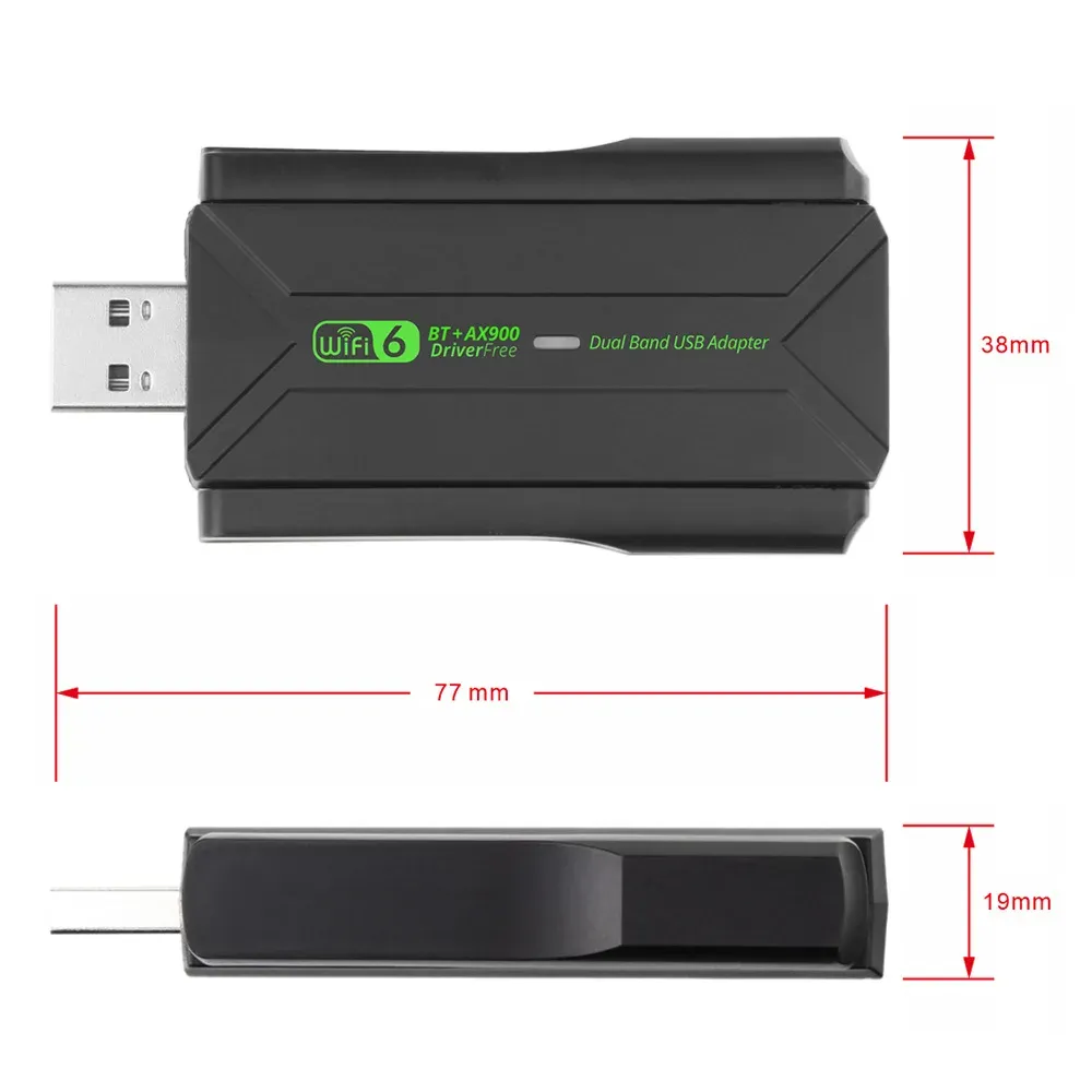 Adaptateur USB WiFi 6 Bluetooth 5.4 2 en 1, Dongle 802.11ax 2,4 GHz et 5 GHz pour ordinateur de bureau et portable, compatible Windows 10/11, avec antennes 5 dBi 6