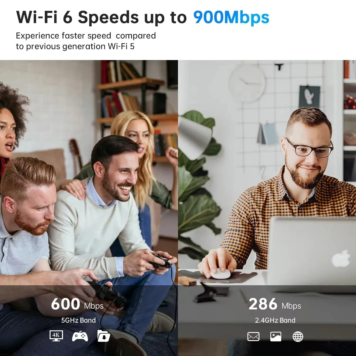 Adaptateur USB Wi-Fi 6 Bluetooth 5.4 en situation