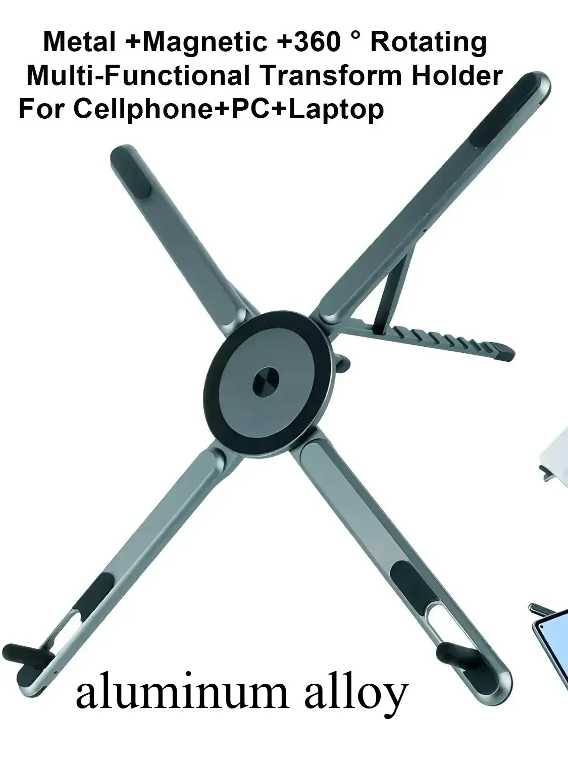 Support magnétique 3-en-1 pour téléphone avec perche à selfie et trépied pliable, compatible iPhone, iPad, tablette et ordinateur portable 9