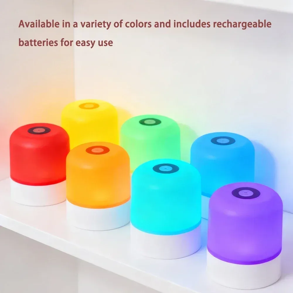 Lampe de nuit LED tactile à intensité variable, rechargeable ou filaire, couleurs RGB 5