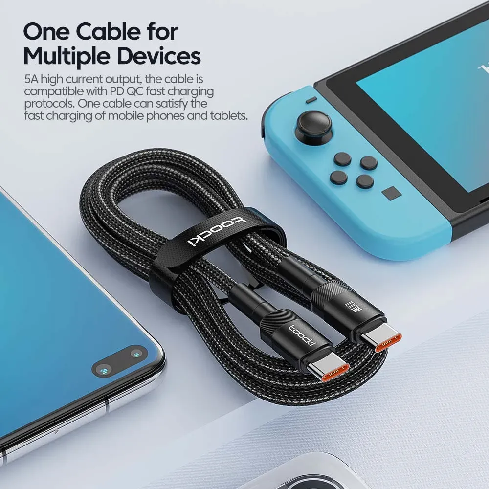 Câble USB-C vers USB-C 100 W Toocki, PD 3.0, charge rapide 4.0, pour iPhone 15, MacBook, Samsung et Xiaomi 3