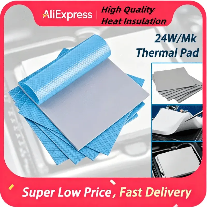Coussin thermique VIDA 24W/mK, 80 x 40 mm / 100 x 100 mm, pour le refroidissement de radiateur de processeur et de GPU, silicone conducteur, isolation thermique de haute qualité