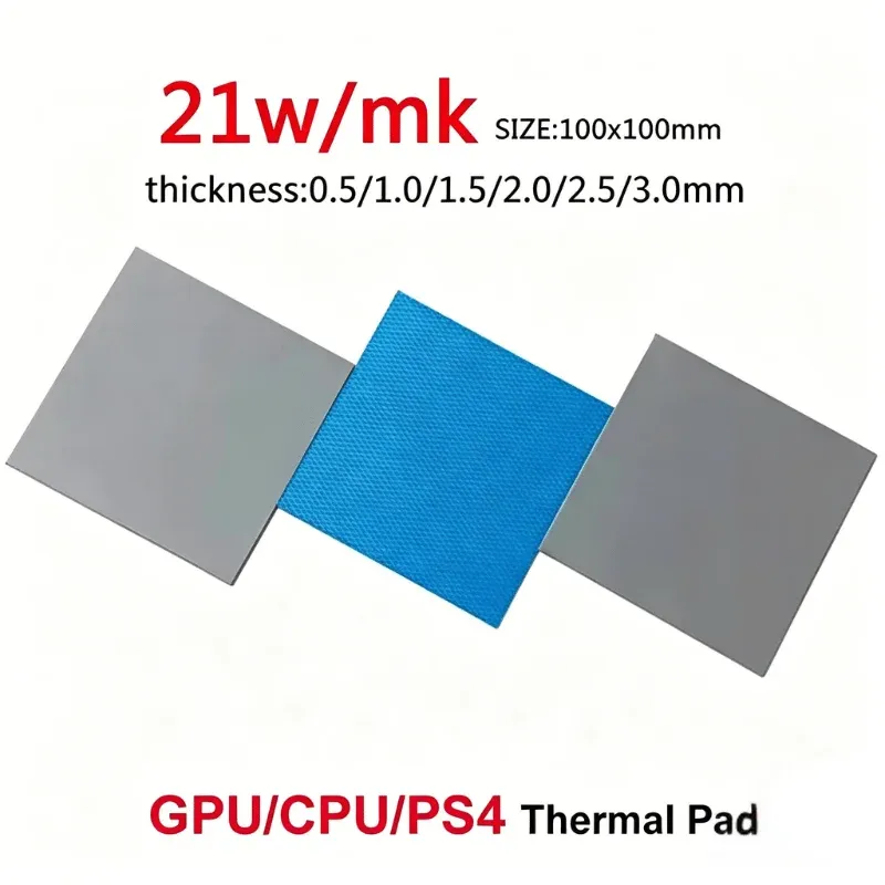 Coussin thermique VIDA 24W/mK, 80 x 40 mm / 100 x 100 mm, pour le refroidissement de radiateur de processeur et de GPU, silicone conducteur, isolation thermique de haute qualité 3
