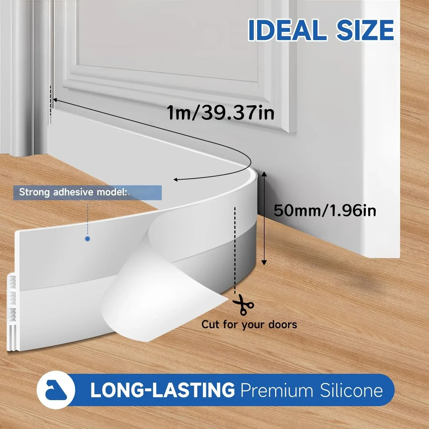Bouchon de porte anti-courant d'air, 1 m (39,37 po), joint de bas de porte isolant, bande d'étanchéité adhésive, anti-bruit, 1 pièce 2