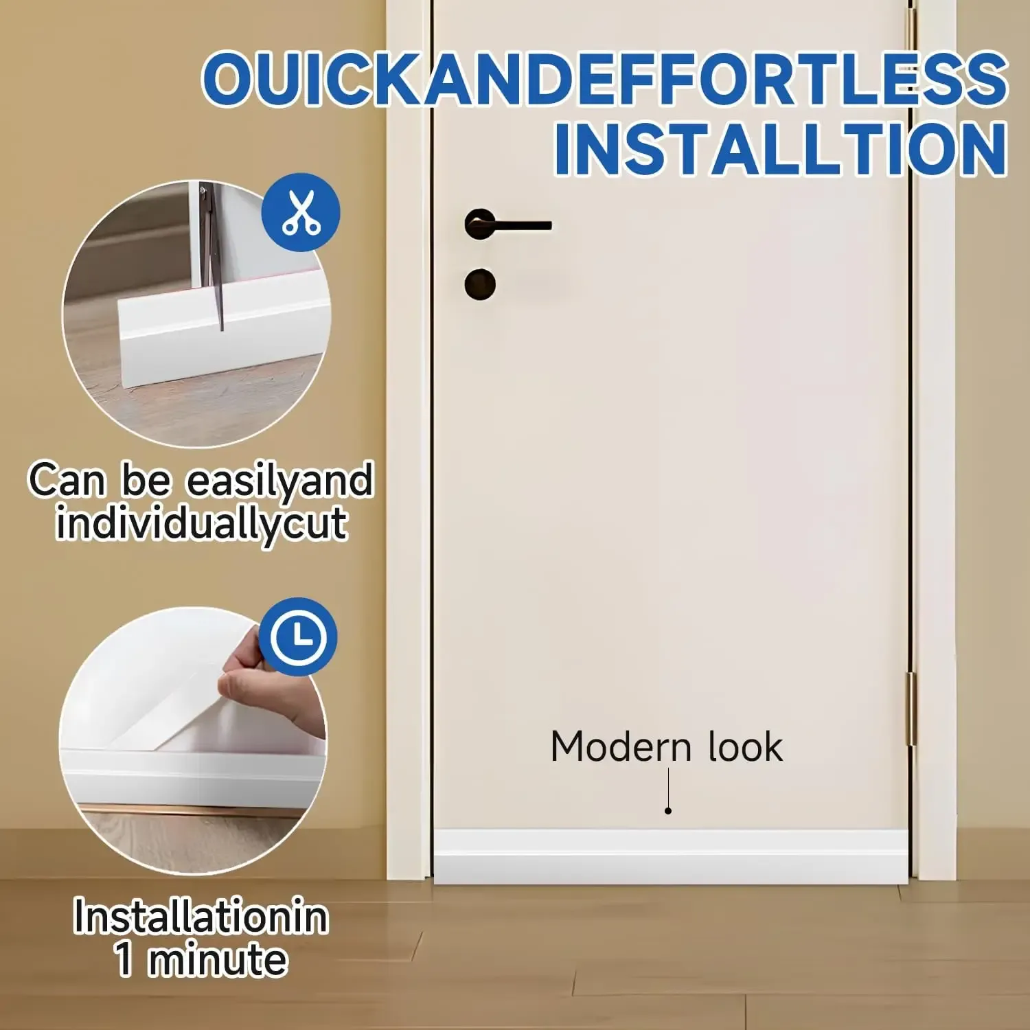 Bouchon de tirage de porte, installation sous la porte