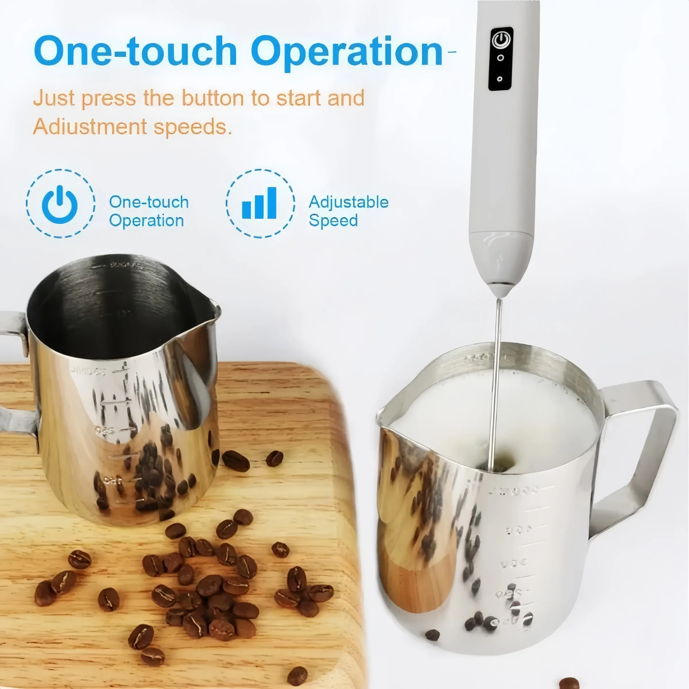 Mousseur à lait USB rechargeable, 3 vitesses, mini fouet électrique pour café et œufs 6