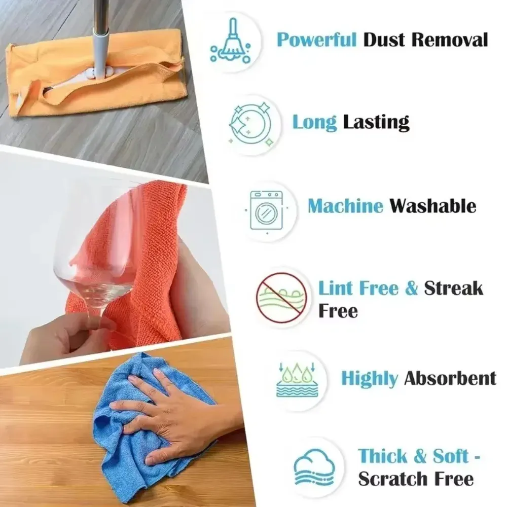 Chiffon en microfibre réutilisable pour la cuisine, la salle de bain et la vitre 5