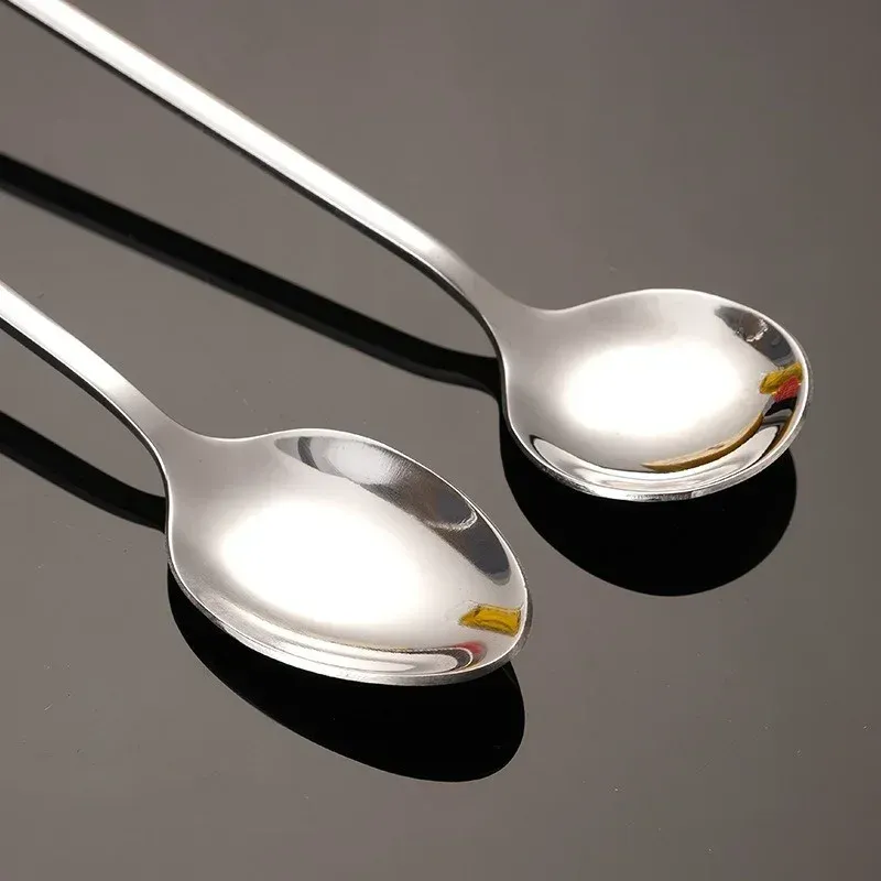 Cuillère à glace allongée en acier inoxydable, 30 cm, à bout arrondi, cuillère mélangeuse pour cocktails, boissons chaudes et froides 4