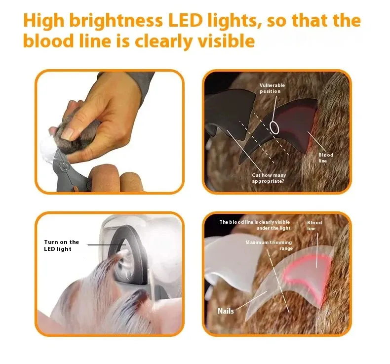 Coupe-ongles LED pour animaux de compagnie en situation
