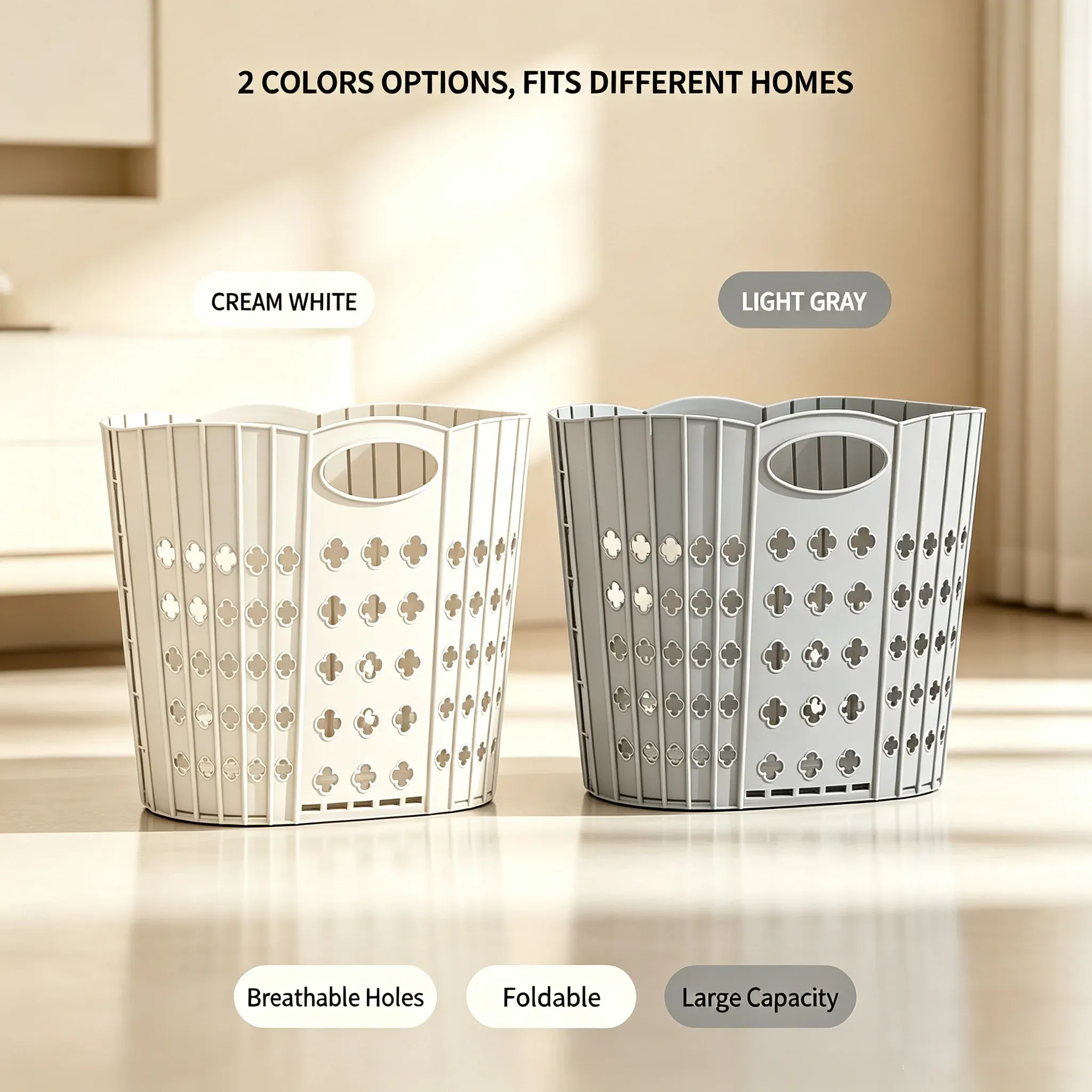 Panier à linge pliable avec poignée – Rangement compact pour vêtements, jouets et articles divers 2