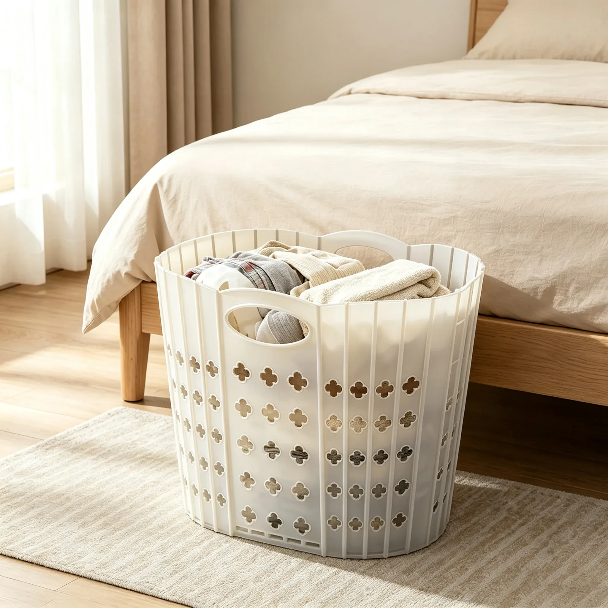 Panier à linge pliable avec poignée – Rangement compact pour vêtements, jouets et articles divers 6
