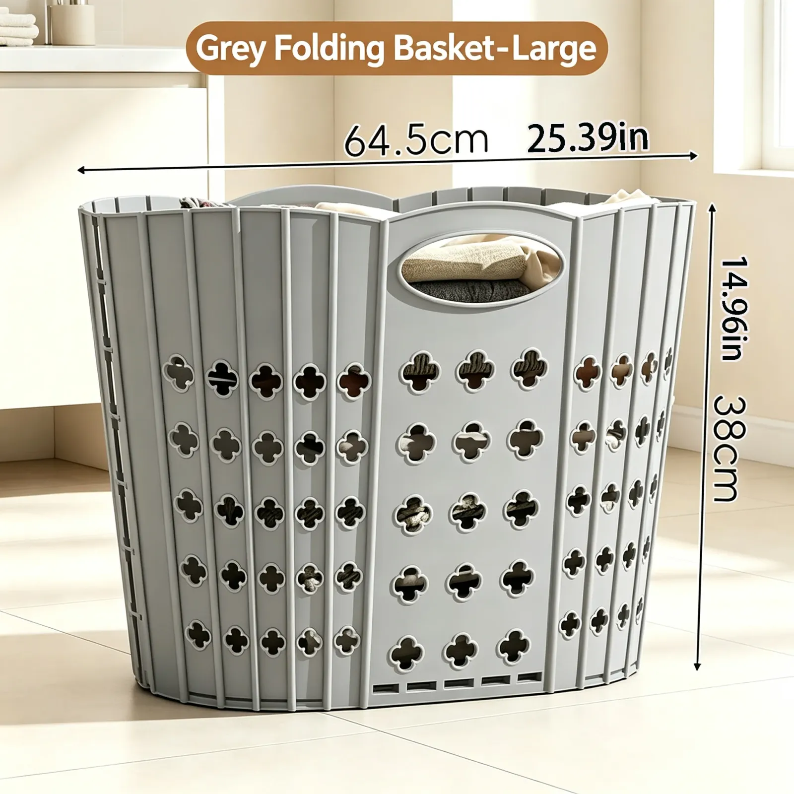 Panier à linge pliable et élégant avec poignée