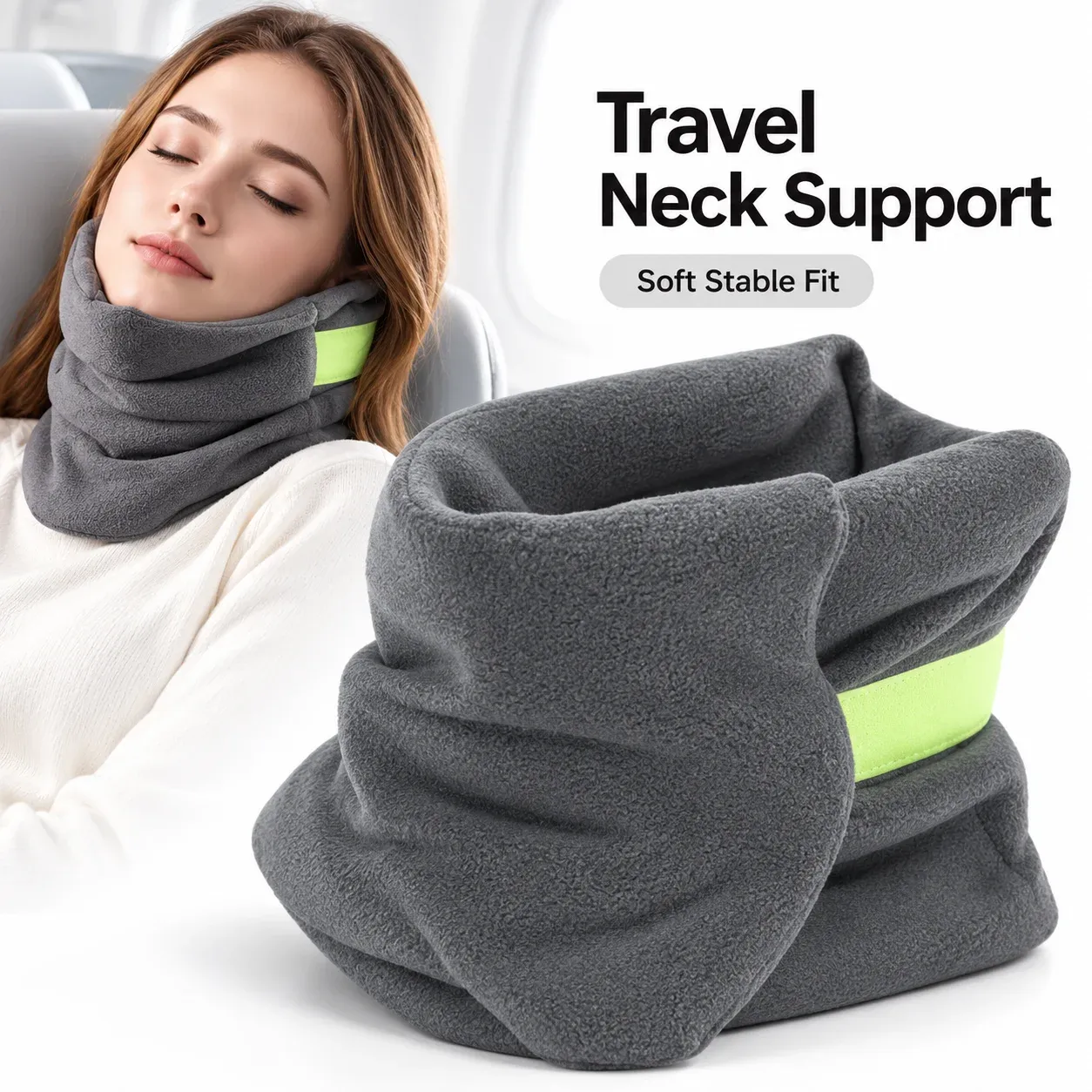 Coussin de voyage ergonomique en forme de U pour le cou, portable, idéal pour les longs vols, les trajets en voiture et la sieste au bureau 1