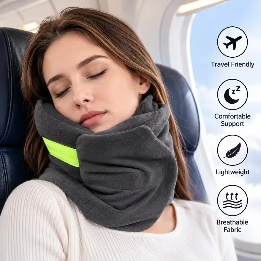 Coussin de voyage ergonomique en forme de U pour le cou, portable, idéal pour les longs vols, les trajets en voiture et la sieste au bureau 3