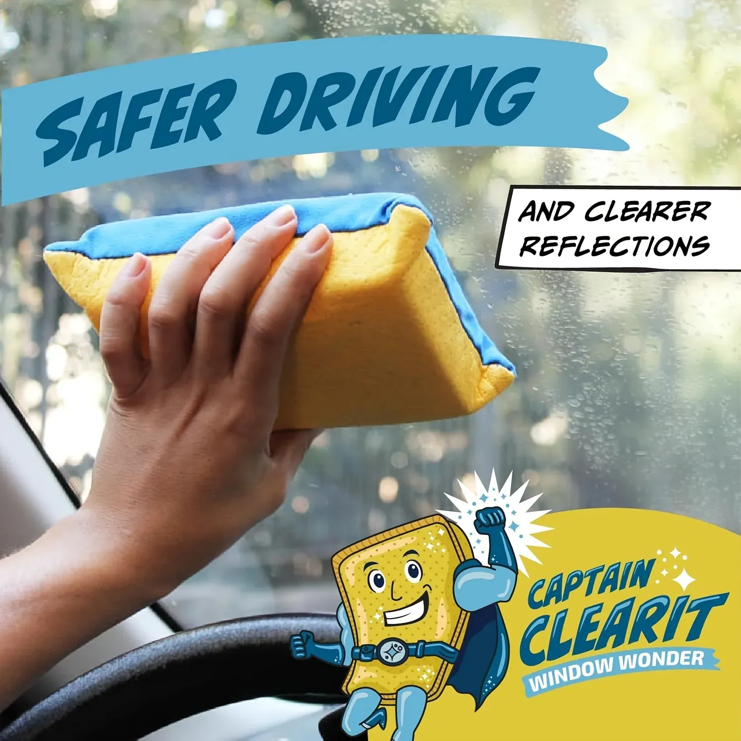 Éponge désembueuse absorbante pour pare-brise et vitres de voiture - Image 1