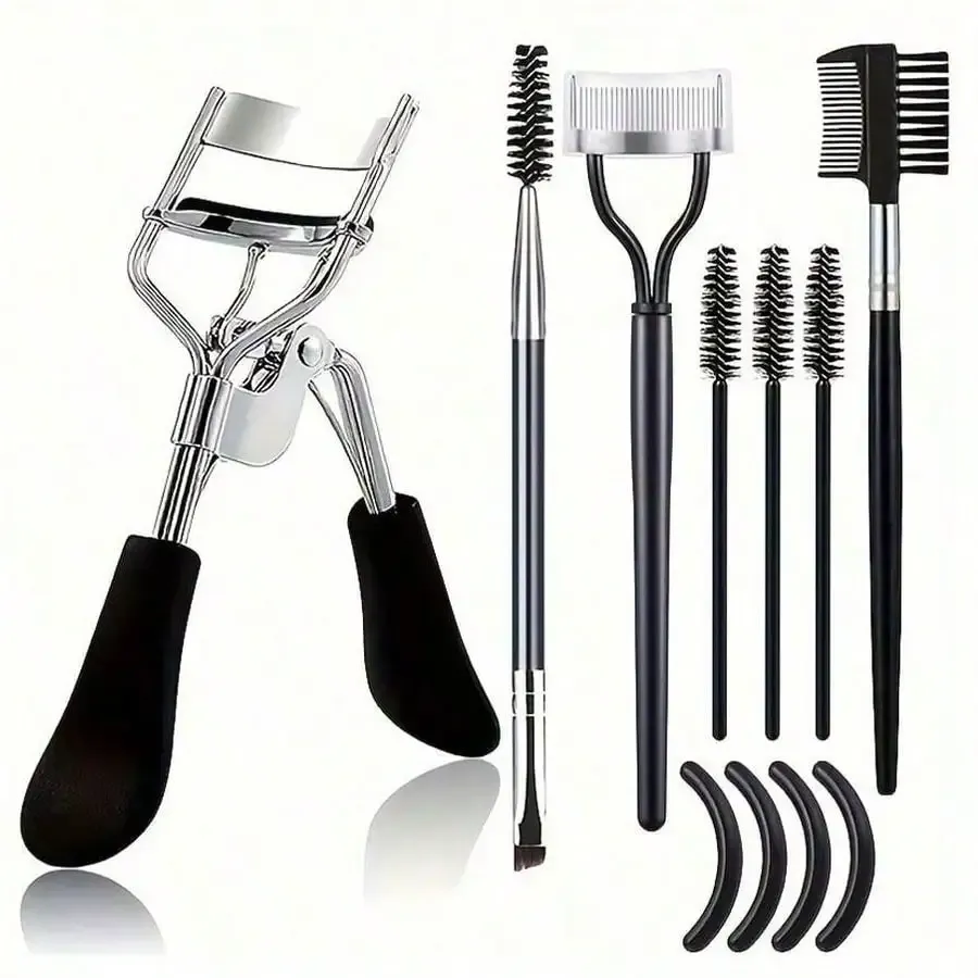 Kit de soin des cils 11 en 1 : recourbe-cils avec séparateur, brosse à cils, brosse à sourcils et 4 recharges de tampons en silicone 7