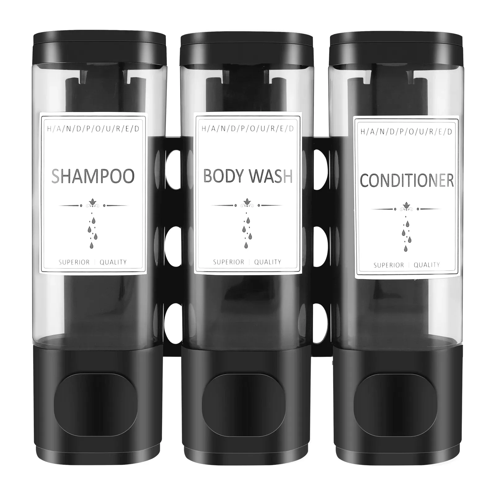 Distributeur de savon mural pour salle de bains, shampoing et après-shampooing, distributeur de gel douche, flacon pour salle de bains, cuisine, hôtel 7