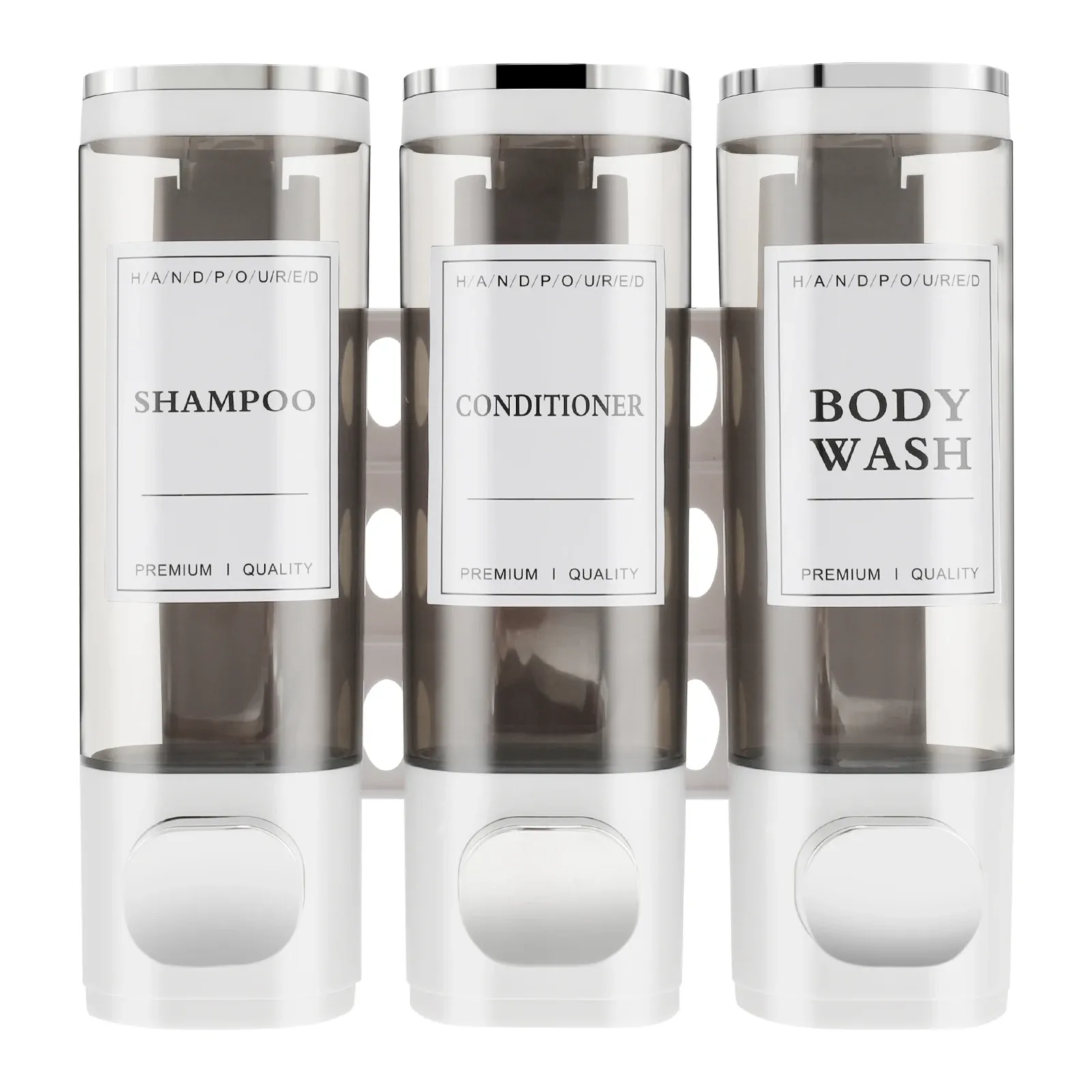 Distributeur de savon mural pour salle de bains, shampoing et après-shampooing, distributeur de gel douche, flacon pour salle de bains, cuisine, hôtel 8