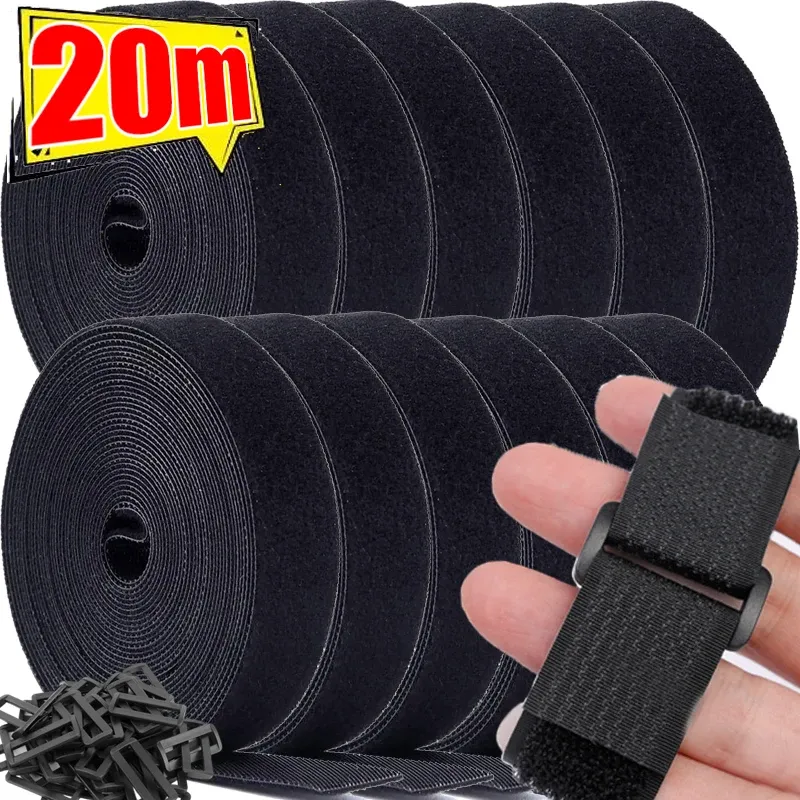 Sangles auto-agrippantes réutilisables en nylon avec boucles, attaches de fixation pour câbles, bande de fixation réglable, gestion des câbles de bureau - Image 1