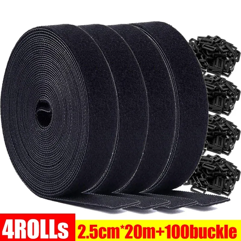 Sangles auto-agrippantes réutilisables en nylon avec boucles, attaches de fixation pour câbles, bande de fixation réglable, gestion des câbles de bureau 11