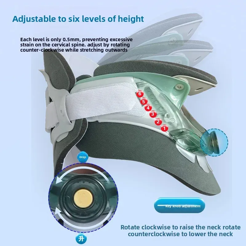 Dispositif de traction cervicale réglable en hauteur à 6 niveaux, avec correcteur de posture et soutien cervical 4