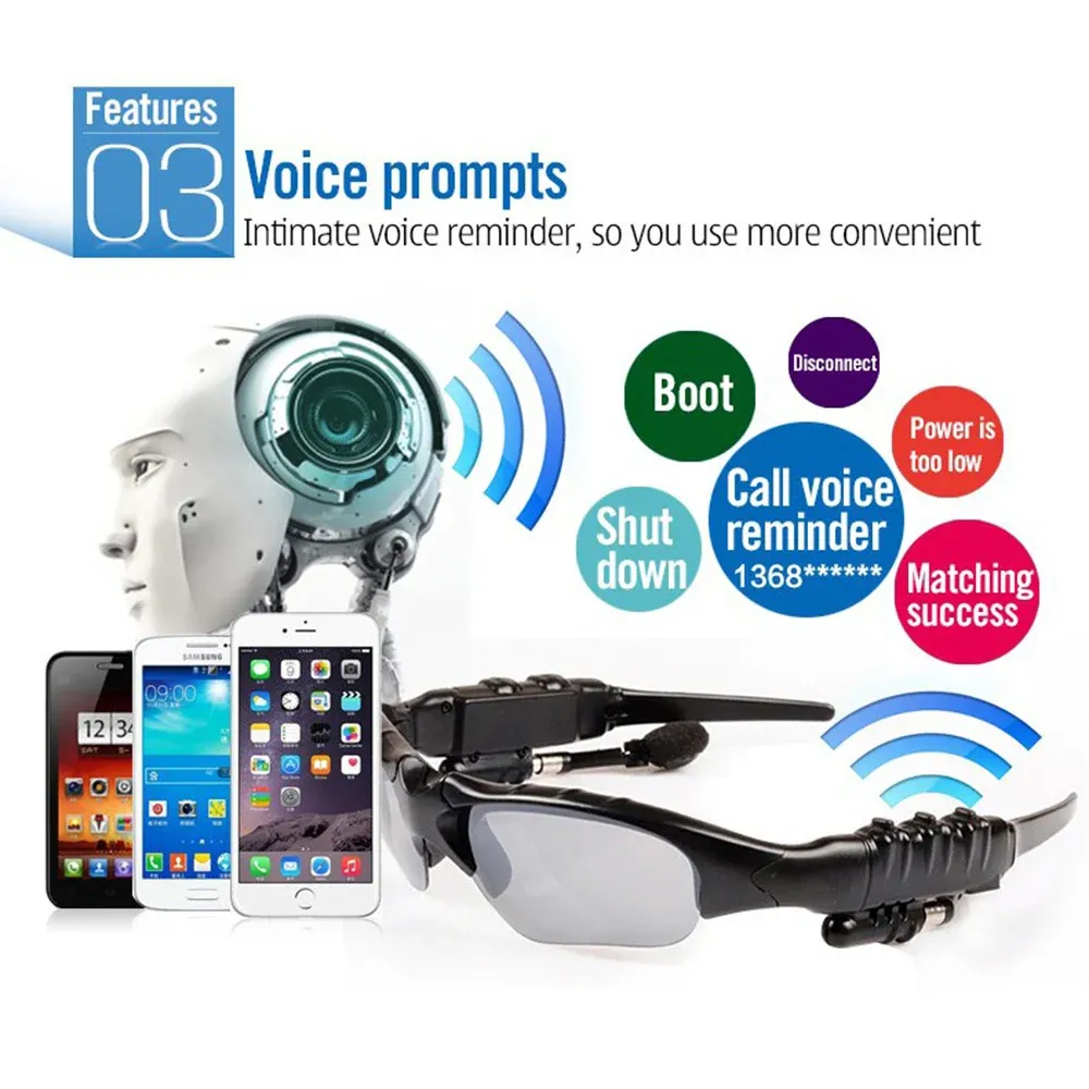 Lunettes de soleil connectées Bluetooth avec écouteurs stéréo, verres polarisés et protection UV pour la randonnée 2