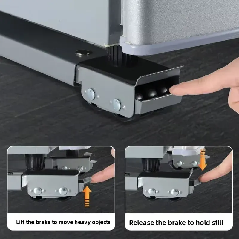 Base à roulettes réglable pour appareils mobiles, support de lave-linge robuste, support de déplacement pour réfrigérateur et sèche-linge, support antidérapant, 2 pièces 4
