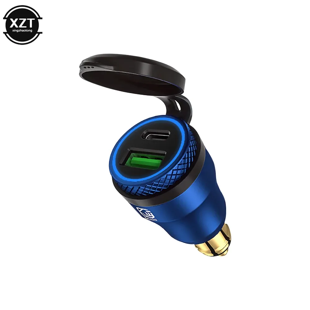 Chargeur USB 30 W pour moto, lumière LED