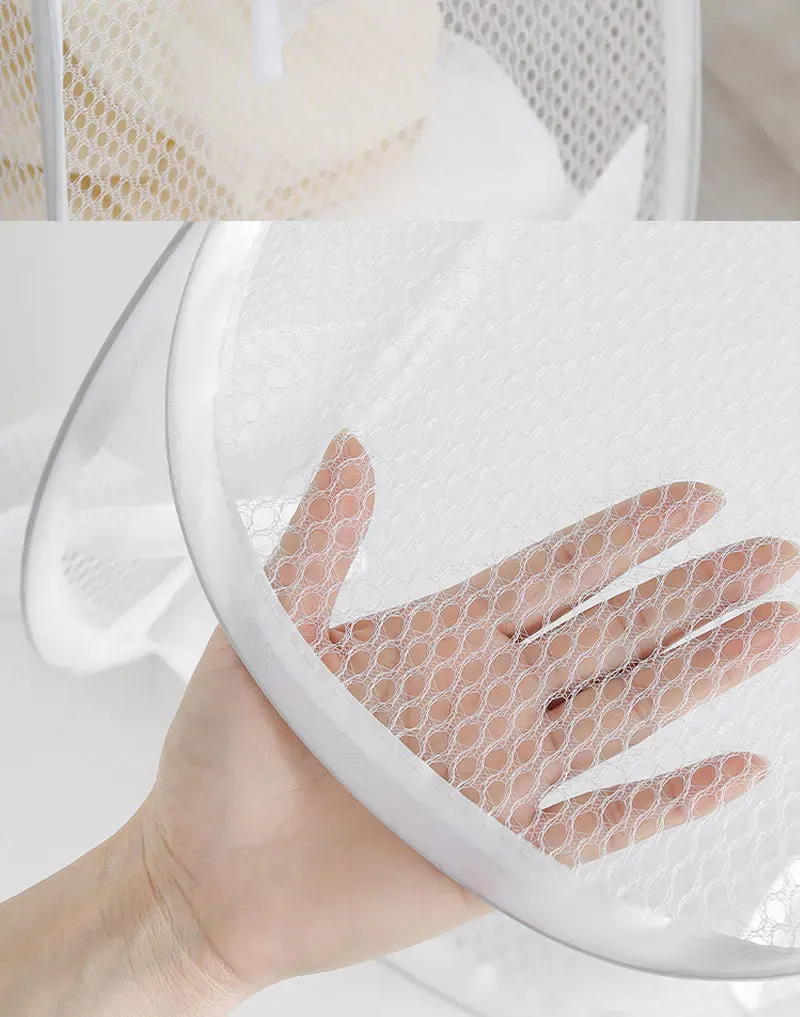 Panier à linge pliable en maille replié