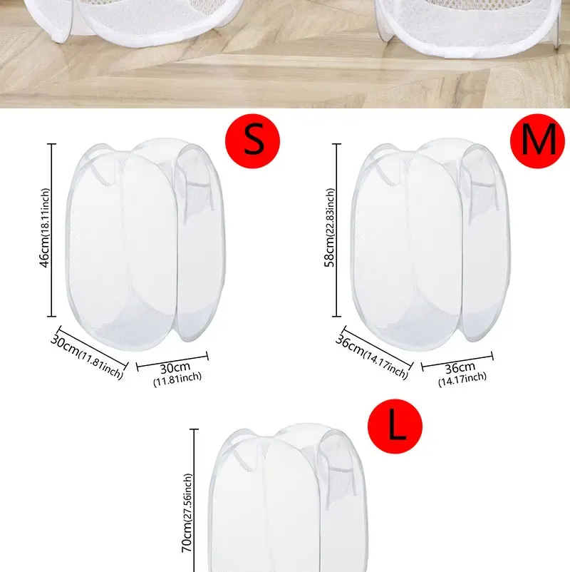 Panier à linge pliable en maille ambiance salle de bain