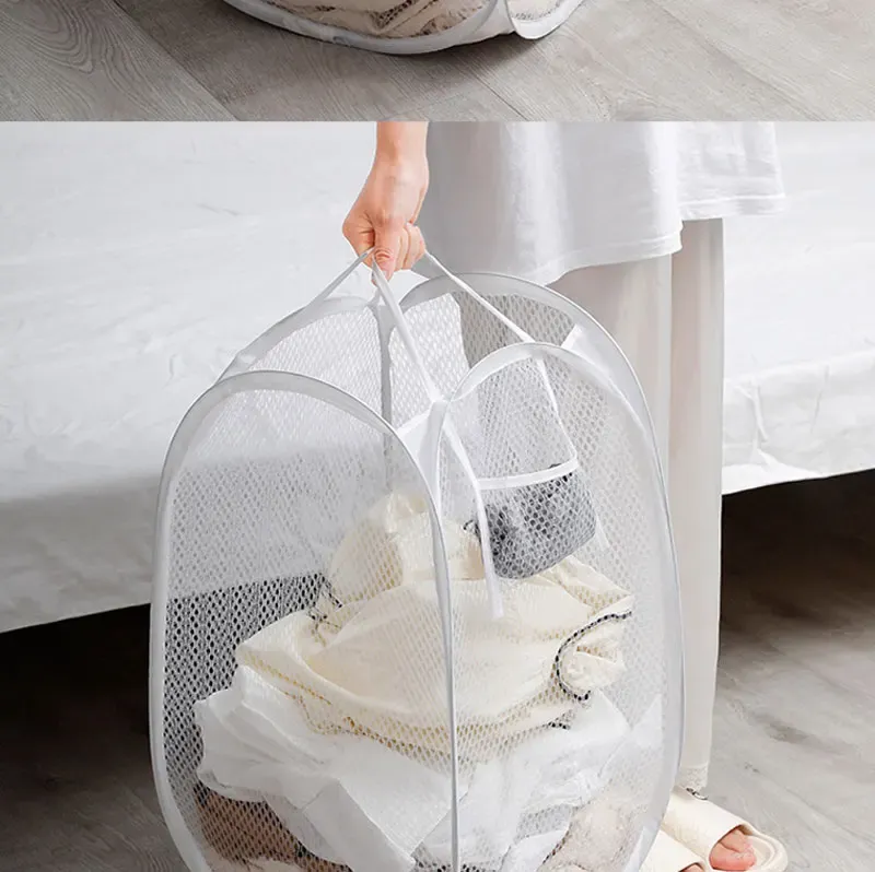 Panier à linge pliable en maille en situation