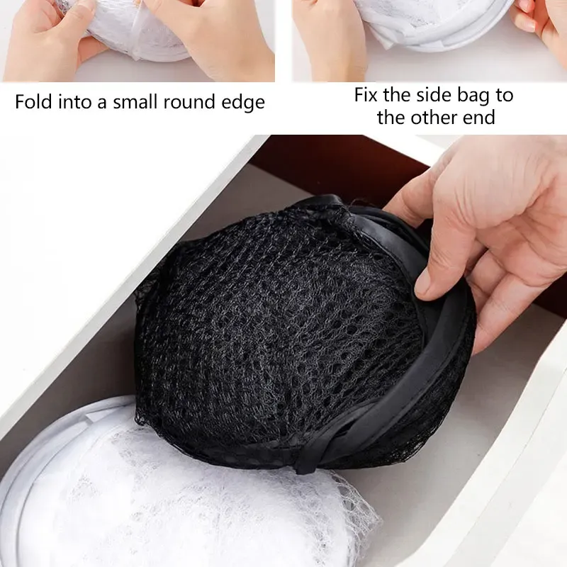 Panier à linge pliable en maille vue de côté