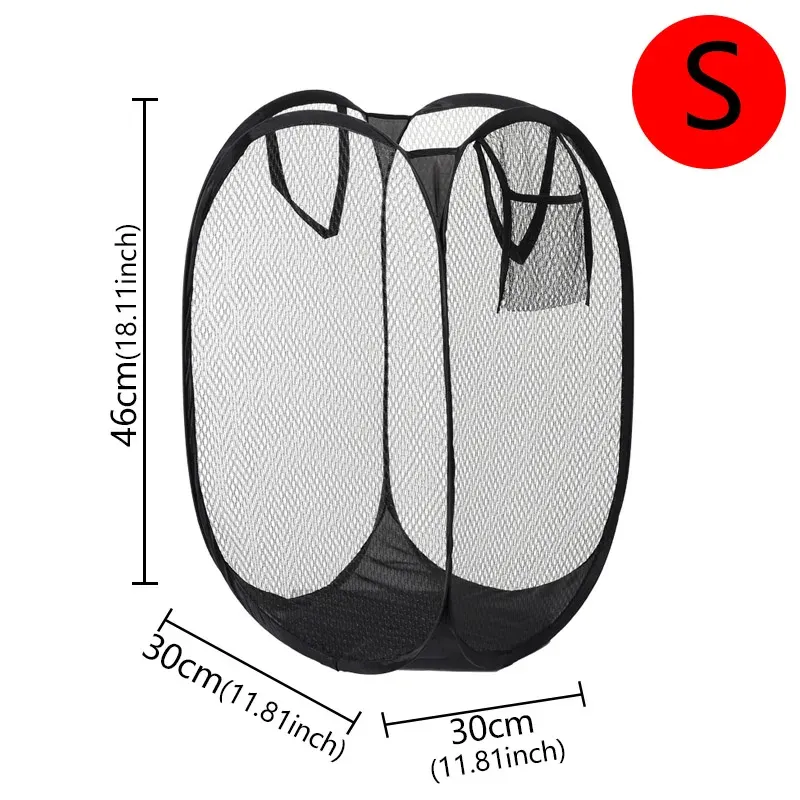 Panier à linge pliable en maille pop-up, panier à vêtements portable et ventilé, rangement facile, sac de rangement pour vêtements de salle de bain 10