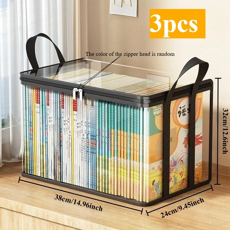 Boîtes de rangement transparentes avec couvercle rabattable, grands bacs rectangulaires pour livres et vêtements, en plastique durable 7