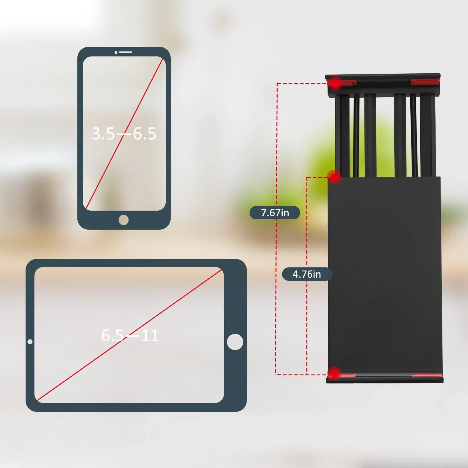 Support de téléphone et tablette réglable à 360° pour lit, bras flexible col de cygne avec pince de montage 6