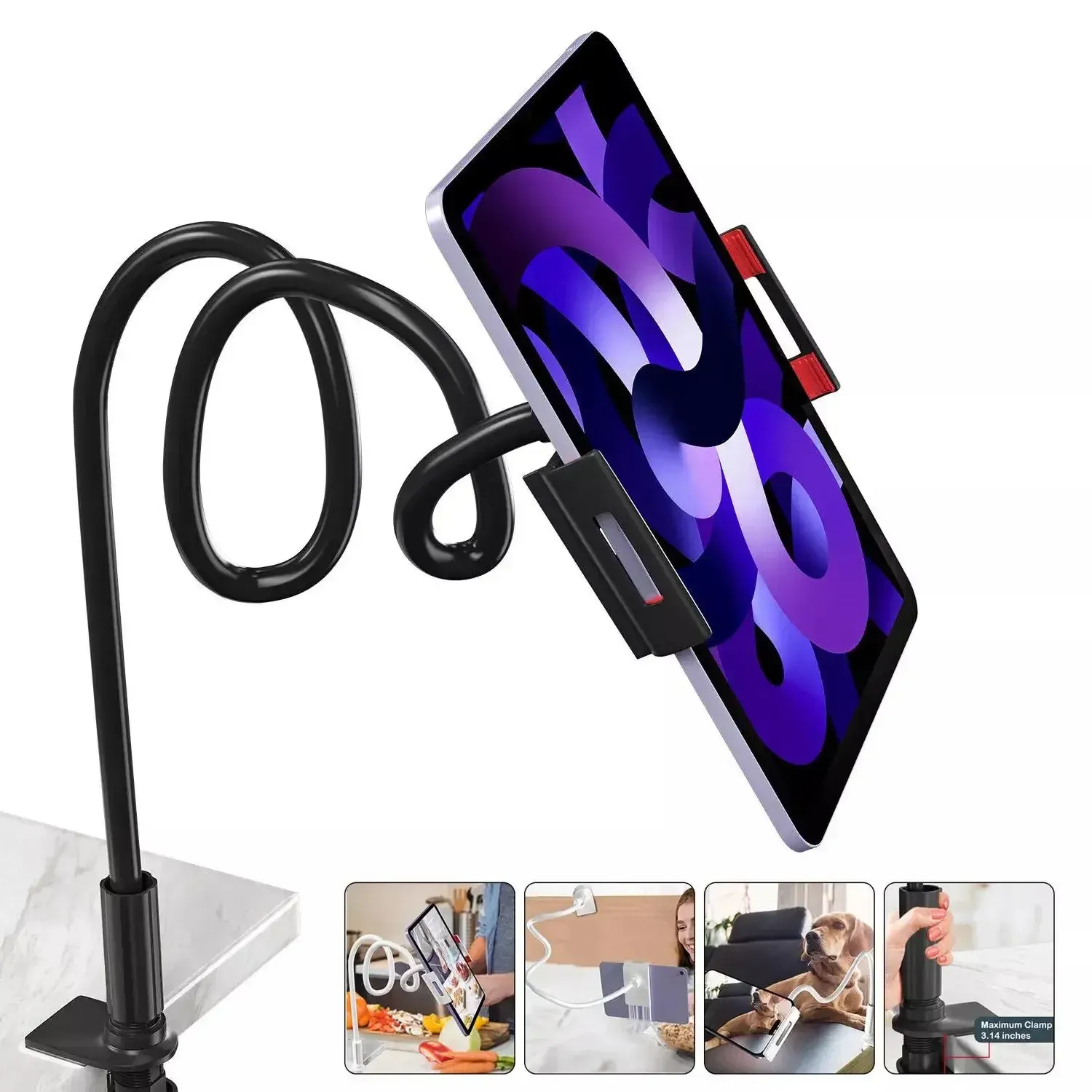Support col de cygne pour tablette en situation d'usage