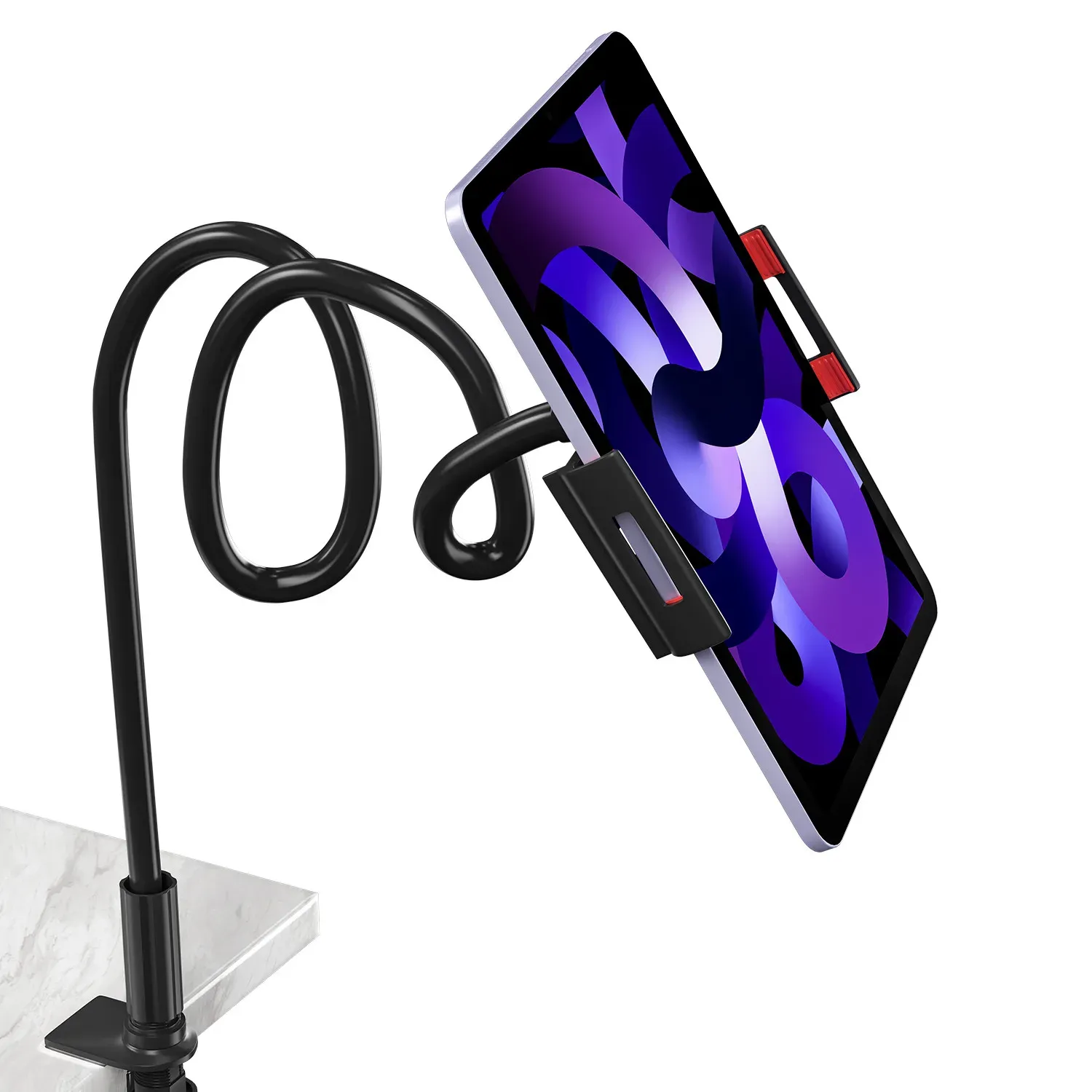 Support de téléphone et tablette réglable à 360° pour lit, bras flexible col de cygne avec pince de montage 7