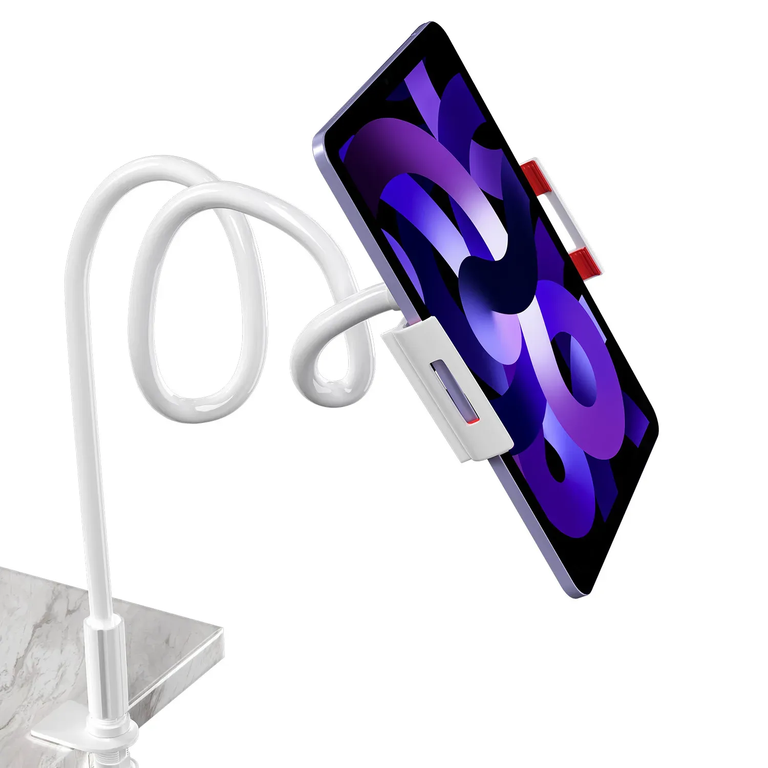 Support de téléphone et tablette réglable à 360° pour lit, bras flexible col de cygne avec pince de montage 8