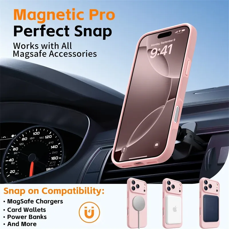 Coque souple en silicone magnétique compatible MagSafe pour iPhone 17 Air 5