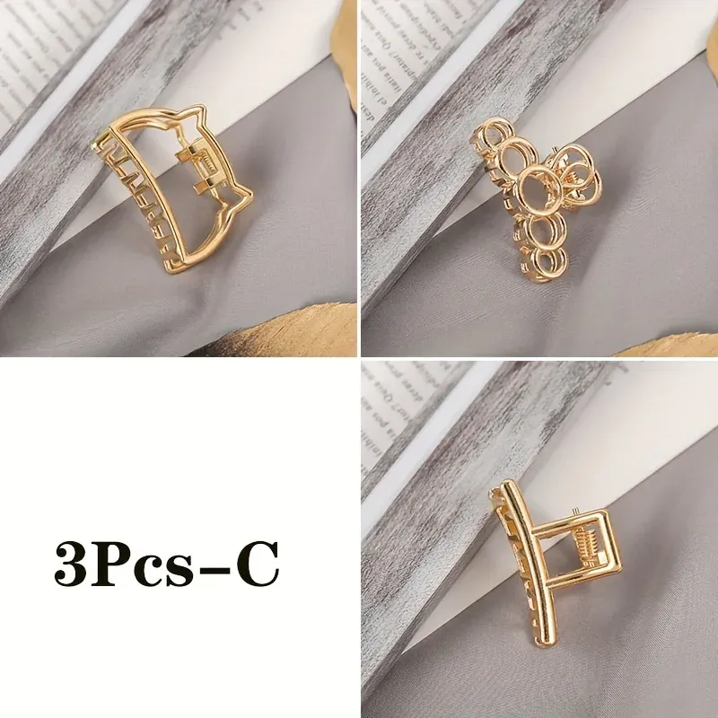 Pince à cheveux géométrique en métal doré, mini cœur évidé, antidérapante, design simple et moderne pour femmes et filles, usage quotidien 12