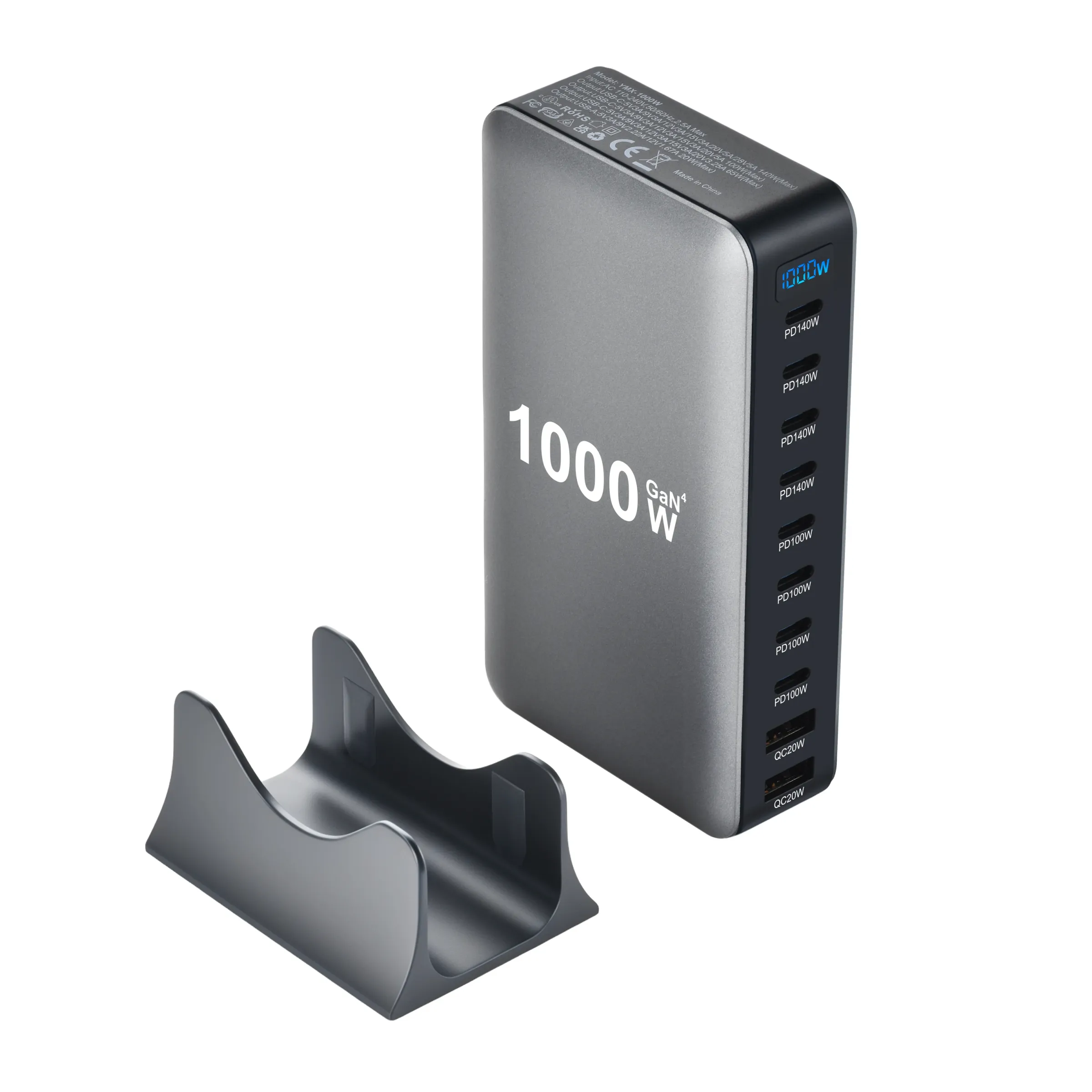 Station de charge de bureau GaN 1000 W, 10 ports, 140 W USB-C PD pour ordinateur portable MacBook Pro, 100 W pour tablette et téléphone, hub USB multiport 3