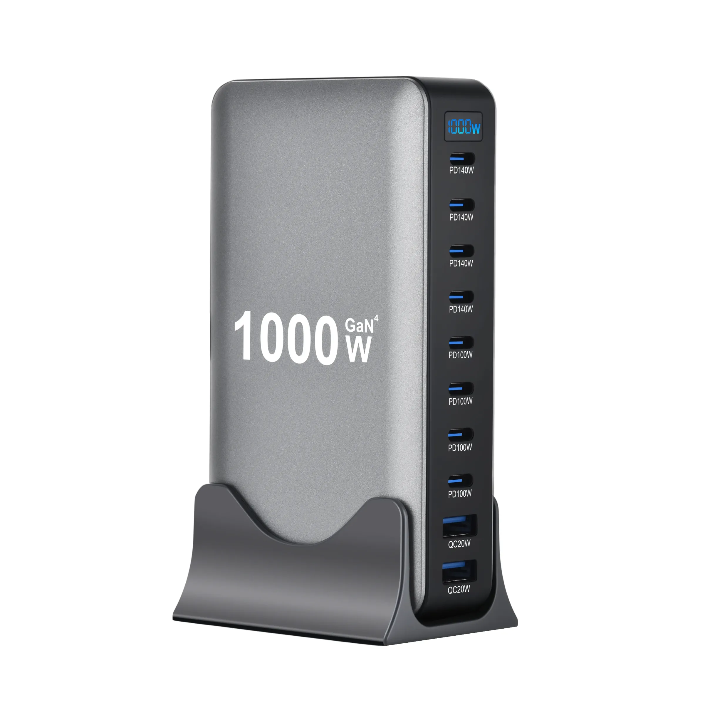 Station de charge de bureau GaN 1000 W, 10 ports, 140 W USB-C PD pour ordinateur portable MacBook Pro, 100 W pour tablette et téléphone, hub USB multiport