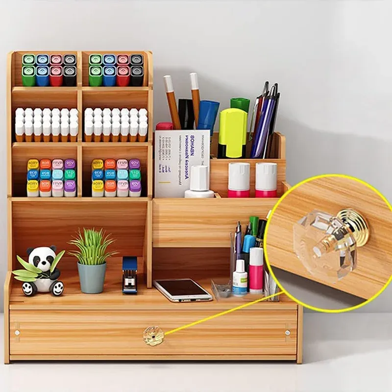 Organisateur de bureau en bois, rangement au quotidien