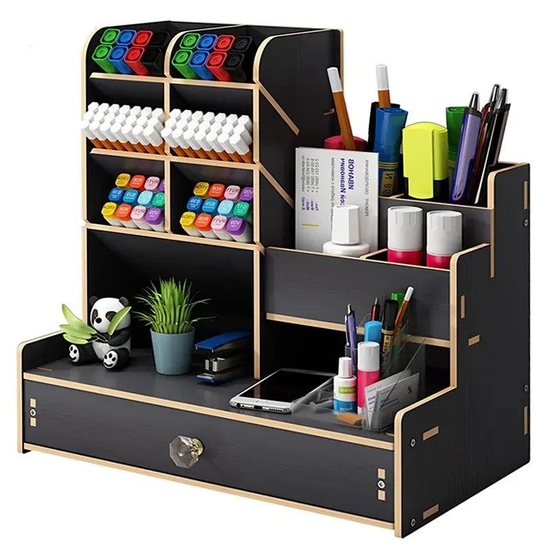 Organisateur de bureau en bois, ambiance maison